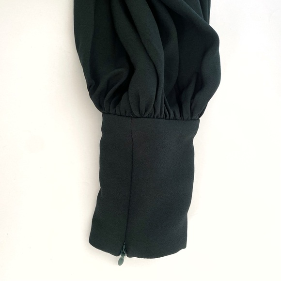 ZIMMERMANN GREEN BLACK KEYHOLE CUT OUT NECK BALOON LONG SLEEVE MINI DRESS - Picture 6 of 14